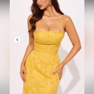 Elegant Yellow Floral Mermaid Dress